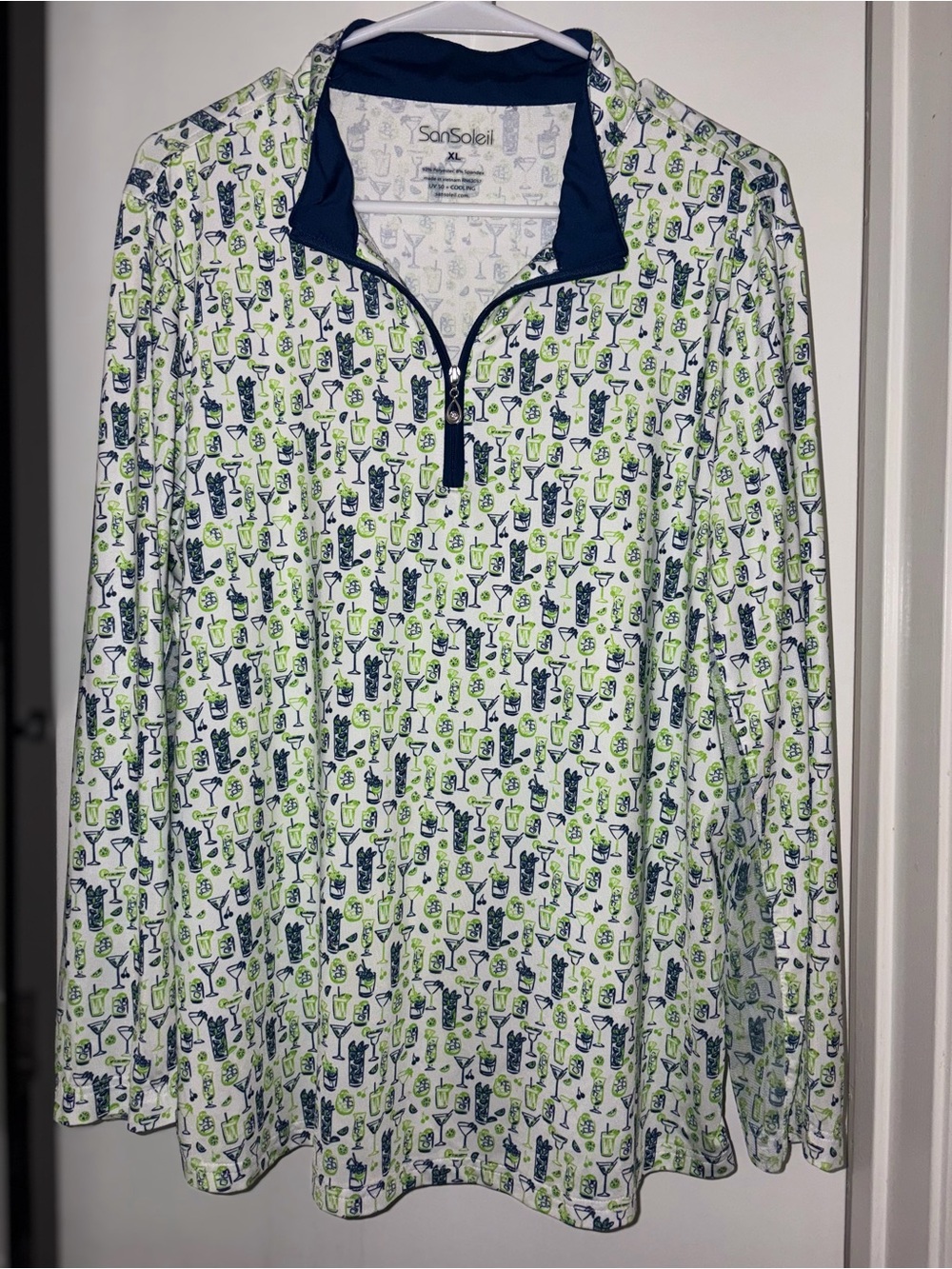 SanSoleil Women's XL SolStyle UV 50+ Cooling Mock Neck Long Sleeve 1/4 Zip Golf